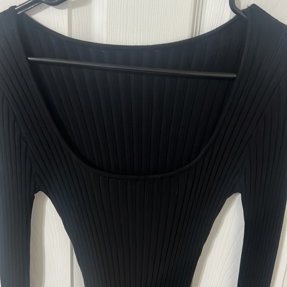 Black Ribbed Dress - Picture 3 of 4